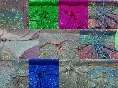 Mini Glitz Sequins - Holographic/Iridescent - 4 Way Stretch Lace Mesh By Yard  • $29.99