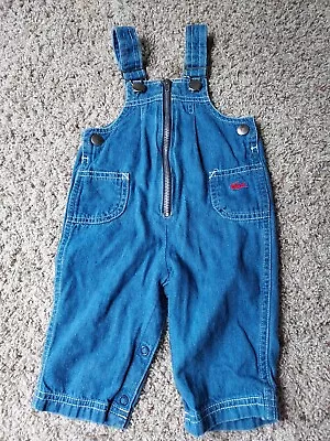 Vintage Size 6-9 Months Izod Lacoste Denim Blue Jean Overalls Zip Up Alligator • $9