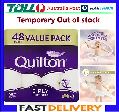 48x Quilton Toilet Paper Tissue Rolls 3-Ply 180 Sheets - Free Postage Best Price • $27.96