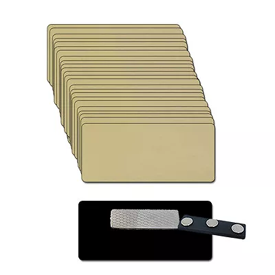 25 Blank 2 X 3 Gold Name Badge Kit (u) Tags 1/8  Corners Magnets Clear Labels • $60