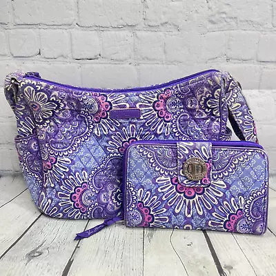 Vera Bradley Purse Shoulder Retired Lilac Tapestry Carry Matching Wistlet Bag • $29.99