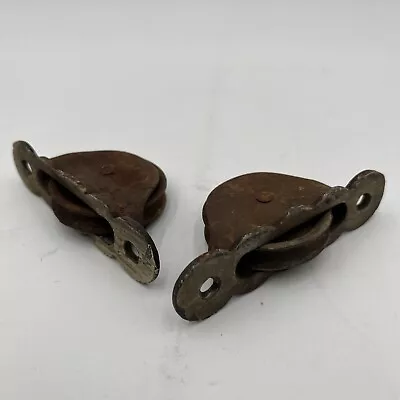 Antique Window Sash Rope Weight Pulleys Cast Iron And Steel Scalloped Face • $4.99