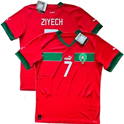 2022/23 Morocco Home Jersey #7 Ziyech Medium Puma Soccer Football World Cup NEW • $199