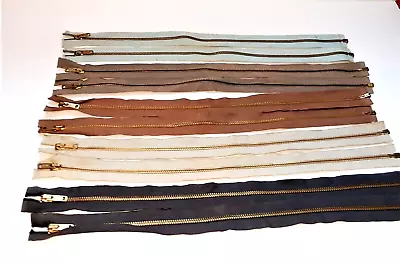Vintage Lot 10 Serval  17.5  Metal Separating Zippers - Military Colors • $39