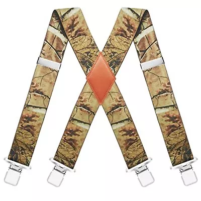 Camo Suspenders For Men Heavy Duty Clips Hunting Work Adjustable Braces Suspende • $25.27