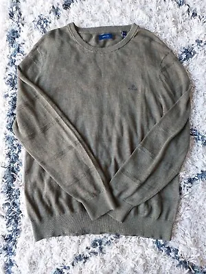 GANT Mens Jumper Khaki Green Size XXL Regular Fit Linen Cotton Silk Blend  • £29.99