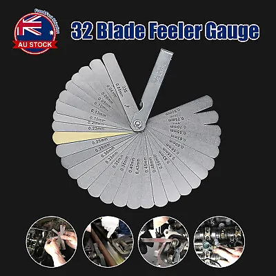 $7.19 • Buy 32 Blade Feeler Gauge Dual Marked MM/Inch Thickness Gap Metric Filler Tool AU