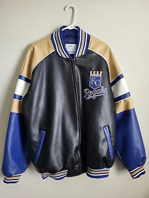 MLB KC  Kansas City Royals G-III Vintage Men's Faux Leather Jacket Large RARE • $159.50