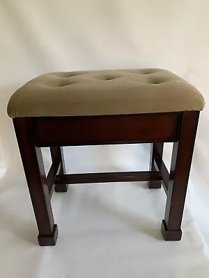 VTG Mahogany Bombay Foot Stool Vanity Bench Ottoman Upholstered With Drawer • $150