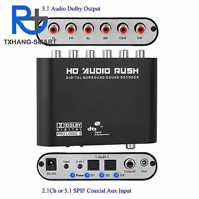 5.1 Audio Gear Digital To 5.1 CH Analog Surround Sound Rush AC3/DTS Decoder • £20.48