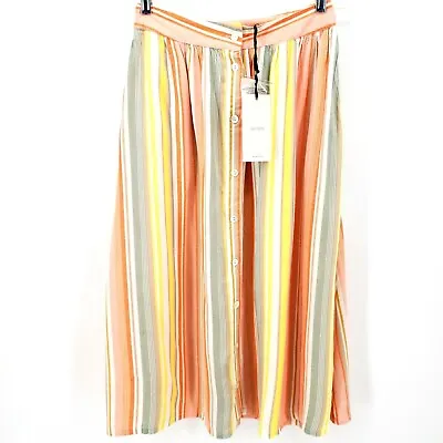 NUMPH Peach Orange Striped Maxi Skirt XS S M L • $9.50