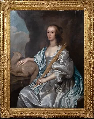 Huge 17th Century Portrait Lady Mary Villiers Duchess Richmond St Agnes VAN DYCK • $18676.50