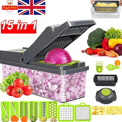 15-in-1 Vegetable Chopper Kitchen Mandoline Vegetable Cutter Slicer Fruit Dicer • £10.91