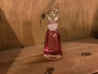 Cranberry Colour Glass Scent Bottle With Stopper • £15