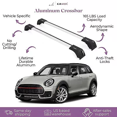 ERKUL Roof Rack Cross Bars Fits Mini Clubman 2016-2024 Fits Flush Rails Silver • $119.90