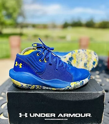 Under Armour Boys Jet 21 3024794-400 Blue Basketball Shoes Sneakers Size 7Y • $9