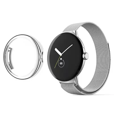 For Google Pixel Watch 1 2 Magnetic Milanses Band + Case Metal Replacement Strap • $11.99