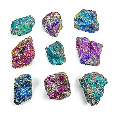 Rough Chalcopyrite Crystal (3 Pcs) Blue Purple Raw Peacock Ore Natural Stone • $12.74