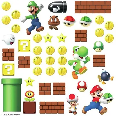 New Super Mario BUILD A SCENE Nintendo Wall Decals Kids Game Room Stickers Decor • $15.99