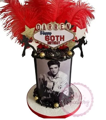 Las Vegas Sign - Elvis Themed Personalised Cake Topper • £15.50