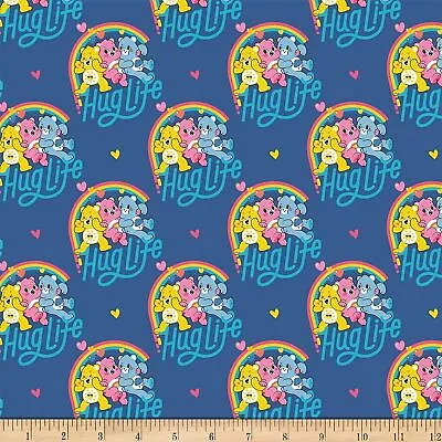 LC1804 Care Bears Believe Hug Life Navy Woven Cotton • $11.55