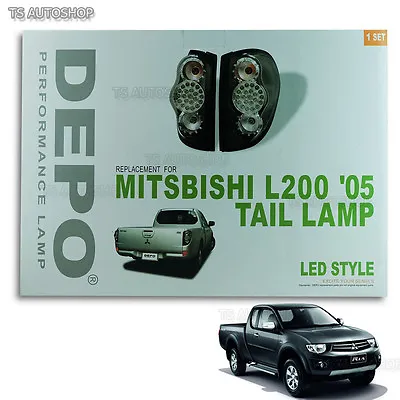 Set Black Smoke Tail Lamp Lights Led Fit Mitsubishi L200 Triton Ml Mn 2005-2014 • $110.19