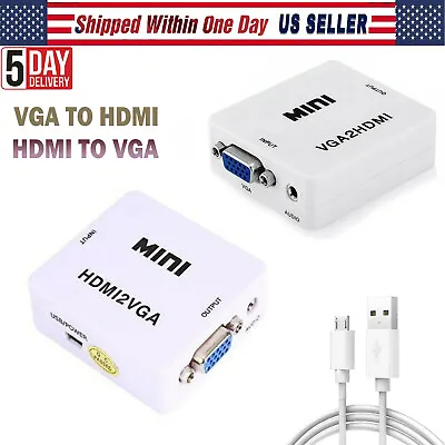 1080P HDMI To VGA VGA & HDMI Converter With Audio HDMI To VGA Video Box Adapter • $7.99