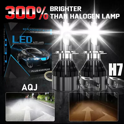 2x Super Bright H7 LED Headlight Kit High Low Beam Bulbs 3300000LM 8000K White • $17.59