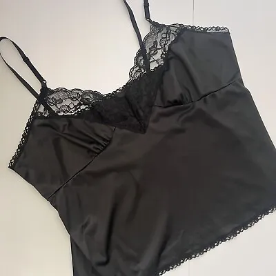 Vintage Black Nylon With Lace Cami Top FORTUNE Women’s Size 22-24 • $12.90