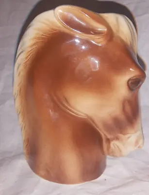 VTG Moody Chestnut MARE Horse Head Planter Vase Ears Back Glossy Browns Ceramic • $18