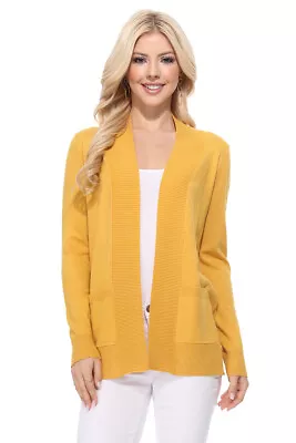 $21.50 • Buy Yemak Women's Long Sleeve Open Front Knit Sweater Cardigan Shrug With Pocket