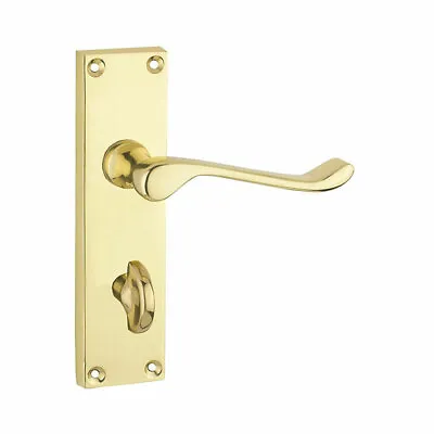 £11.99 • Buy Victorian Scroll Internal BATHROOM Door Handle - Polished Brass Sets Of 1-3