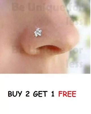 Nose Pin Nose Stud Surgical Steel Crystal Flower Nose Ring Piercing Bone End • £3.49