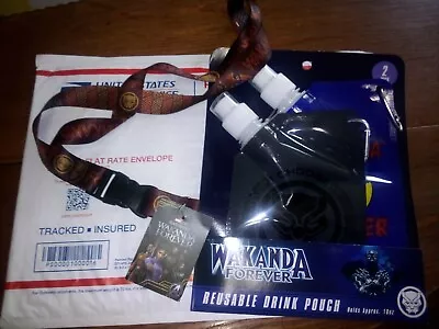 Black Panther Wakanda Reusable Water Pouch And Lanyard • $10