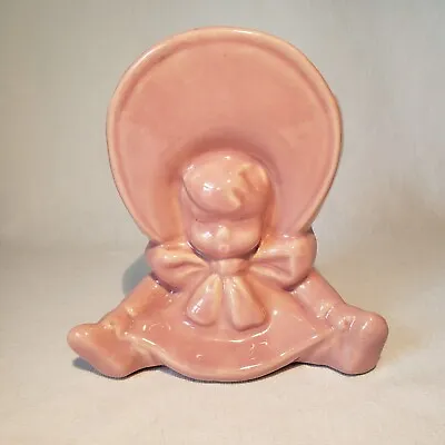 Pink Baby Girl Big Bonnet Planter Marked USA 219 Vintage 6  X 5.75  • $14.95