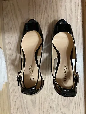 Guess Black  4 Inch Hign Heel Open Toe Shoe Size 5 1/2 M • $14