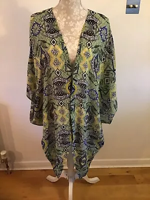 £9.99 • Buy Monki Green Patterned Sheer Beach Dress - One Size