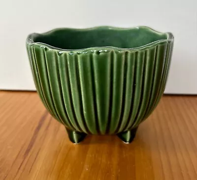 VTG McCoy Pottery MCP 612 USA Green Ribbed Footed Tulip Shaped Planter  • $15