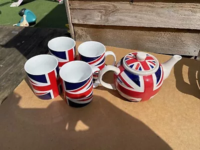 Union Jack Teapot & 4 Union Jack Mugs.  • £30