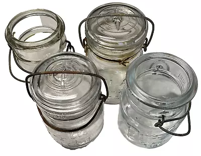 Presto Atlas Double Safety Pint Clear Glass Wire Bail Fruit Canning Jars Vintage • $10.99