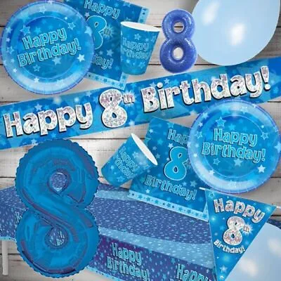 8th Birthday Party Age 8 Blue Decorations Balloons Napkins Banners And More • £2.99
