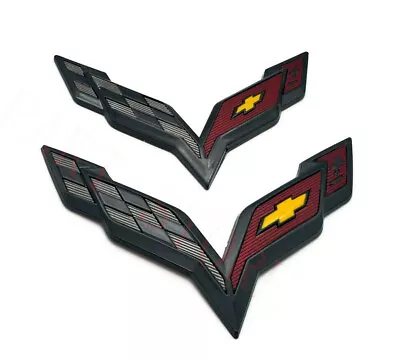 2014-2019 C7 Corvette Genuine Carbon Flash Black Front Rear Emblem Kit 23465587 • $36.99