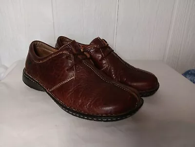 Born Mens 10.5 EUR 44.5 Derby Shoes Brown M6299 Leather Lace Up Split Toe Logo  • $20.99