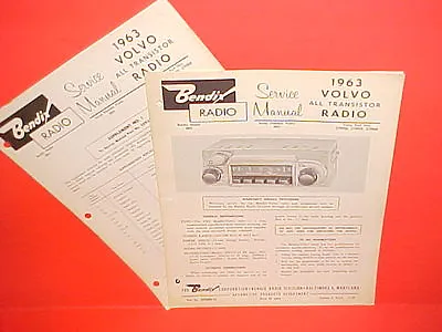 1963 Volvo Pv544 Sedan 122s P1800 Sport Coupe Bendix Am Radio Service Manual 63 • $19.99