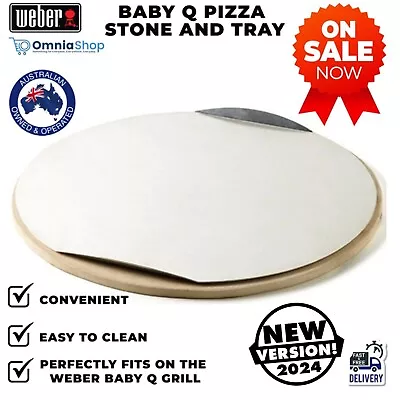 Weber BabyQ Q1000 Pizza Stone & Tray #17652 Gourmet Pizzas Stainless Steel NEW • $68.97