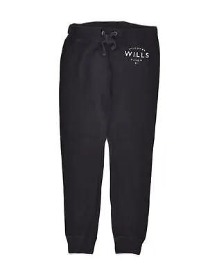 JACK WILLS Womens Graphic Tracksuit Trousers Joggers UK 8 Small Black AI30 • £16.78