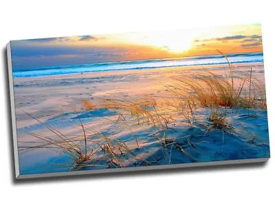 £29.99 • Buy Sunset On Sand Beach Scene Canvas Print Large 30x16 