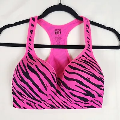 Victorias Secret PINK Yoga Sports Bra Push Up Large Wireless Padded Zebra Pink • $16.99