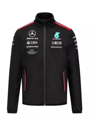 Mercedes AMG Petronas F1 Team Softshell Jacket Black Men's 2023 Large Brand New • £80