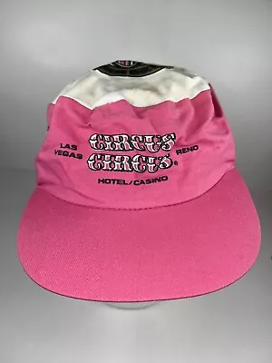 Vintage Circus Circus Hat Las Vegas Clown Painters Cap 80s Pink Snapback STAINED • $9.99